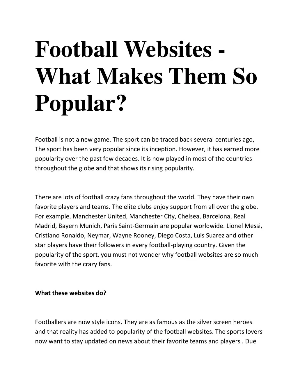 football websites what makes them so popular