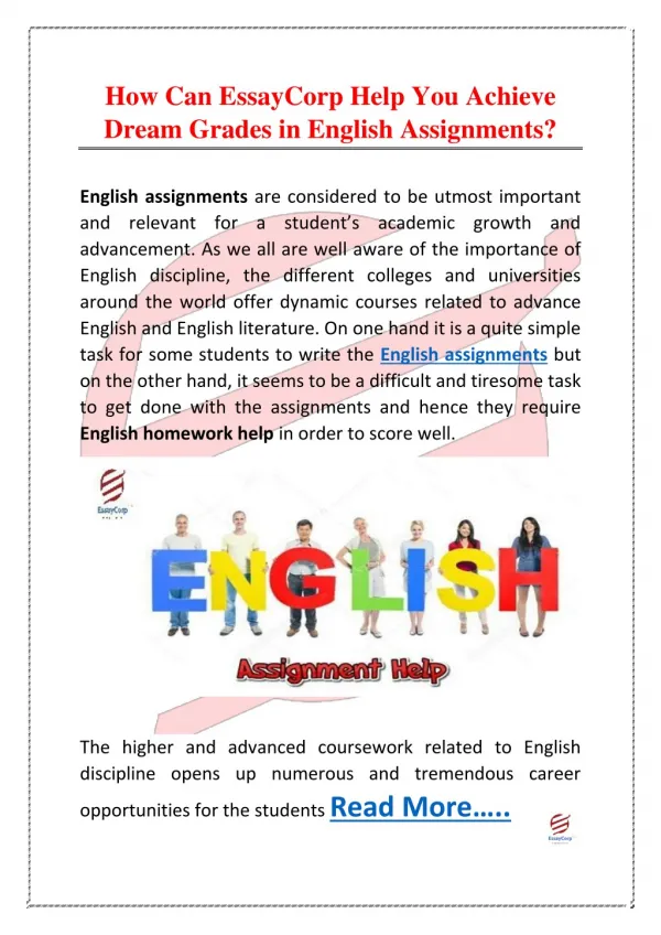 How Can EssayCorp Help You Achieve Dream Grades in English Assignments?