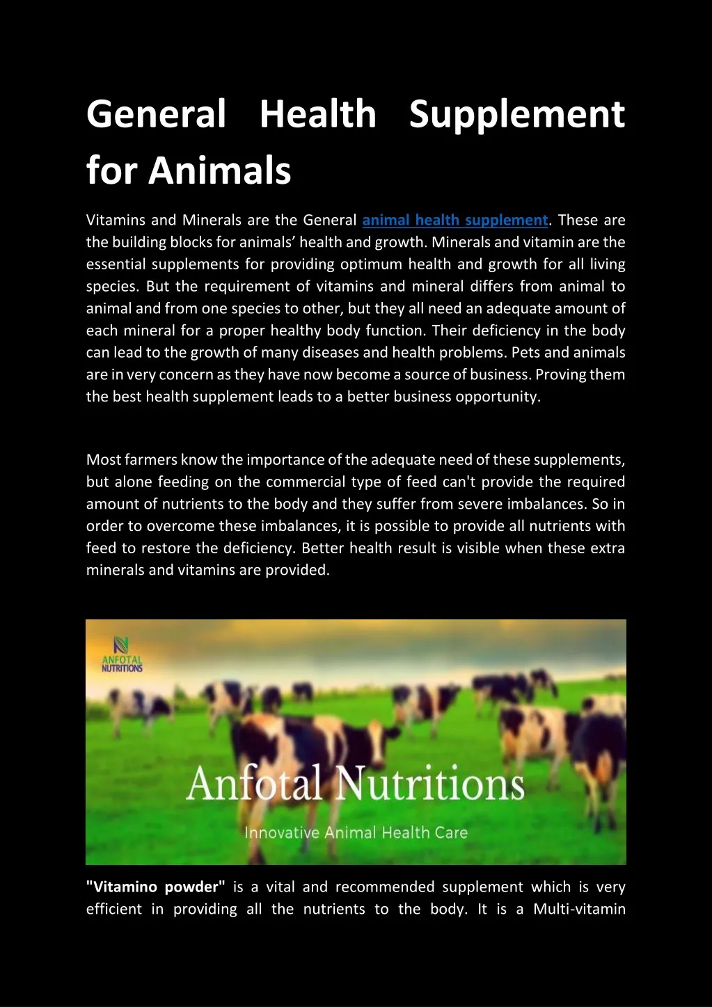 general health supplement for animals