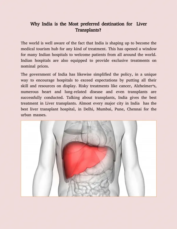 Why India is the Most preferred destination for Liver Transplants?