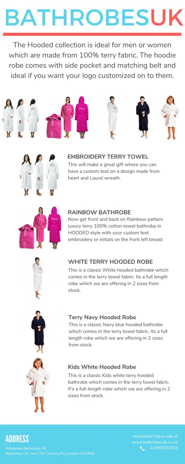 Personalized Bathrobes, Terry Robes & Kimono Robes for sale in LONDON