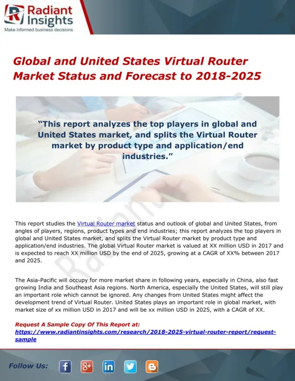 Global and United States Virtual Router Market Status and Forecast to 2018-2025