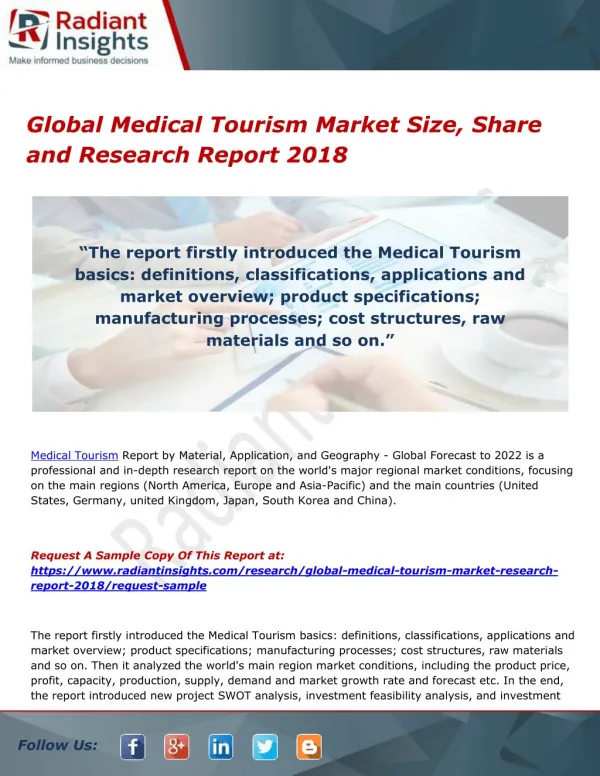 Global Medical Tourism Market Size, Share and Research Report 2018