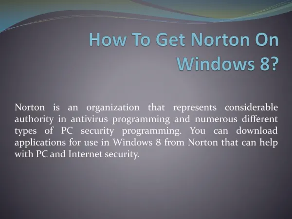 How To Get Norton On Windows 8?