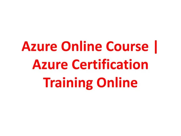 Azure Online Training in India, USA, UK, Canada