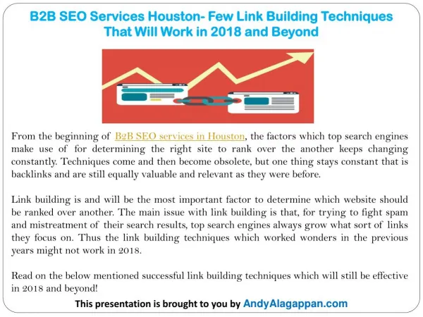 B2B SEO Services Houston- Few Link Building Techniques That Will Work in 2018 and Beyond