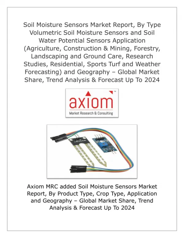 Soil Moisture Sensors Market Potential Growth, Analysis, Strategies and Forecast 2024