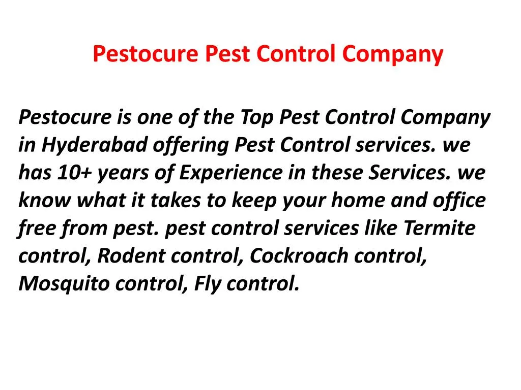 pestocure pest control company