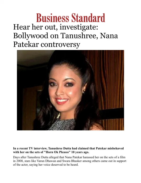 Hear her out, investigate: Bollywood on Tanushree, Nana Patekar controversy