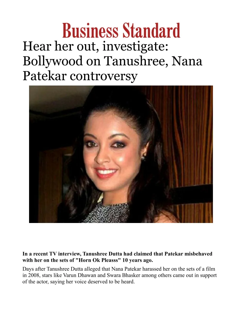 hear her out investigate bollywood on tanushree