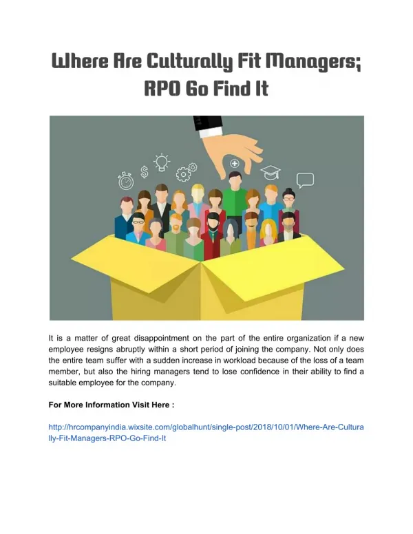 Where Are Culturally Fit Managers; RPO Go Find It