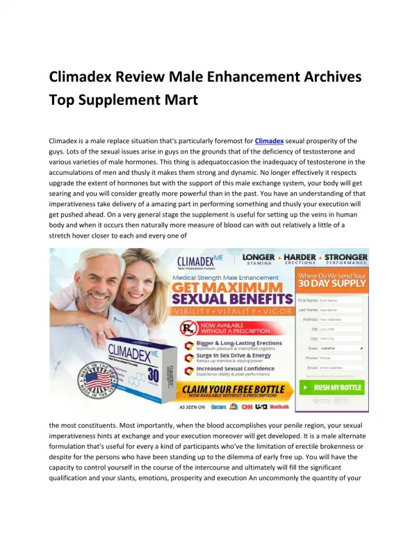 Climadex Review Male Enhancement Does The Product Work?