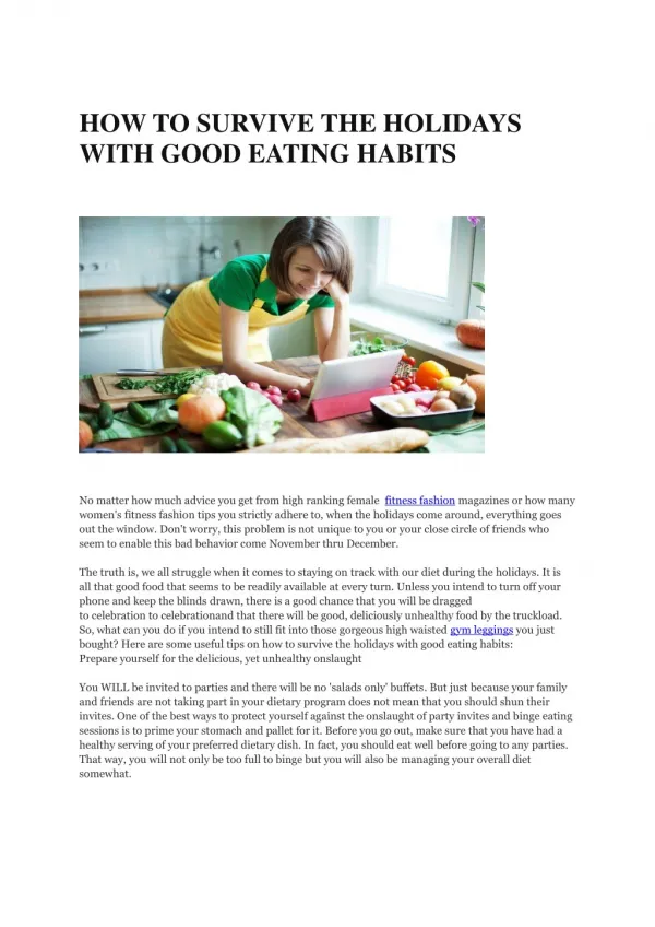HOW TO SURVIVE THE HOLIDAYS WITH GOOD EATING HABITS
