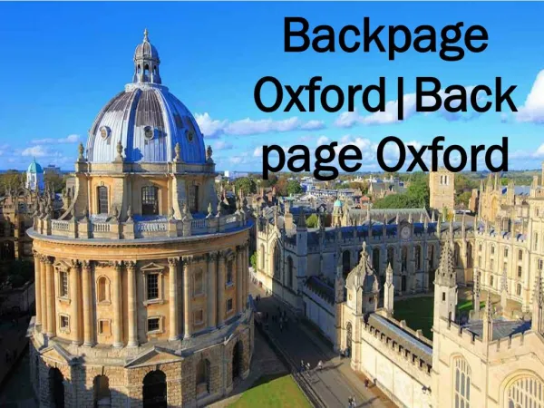 Backpage Oxford | Back page Oxford