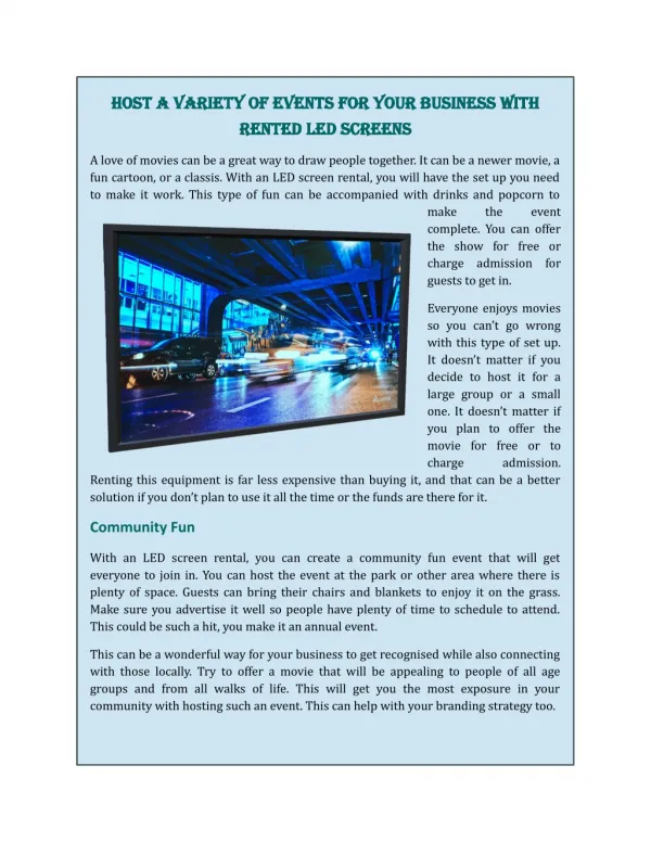 Host a Variety of Events for your Business with Rented LED Screens