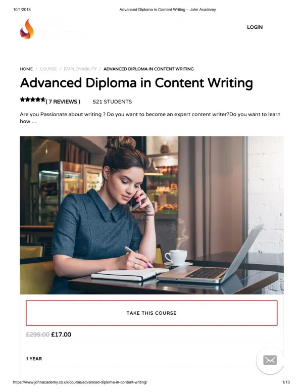 Advanced Diploma in Content Writing - John Academy