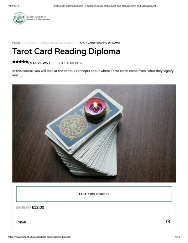 Tarot Card Reading Diploma - LIBM