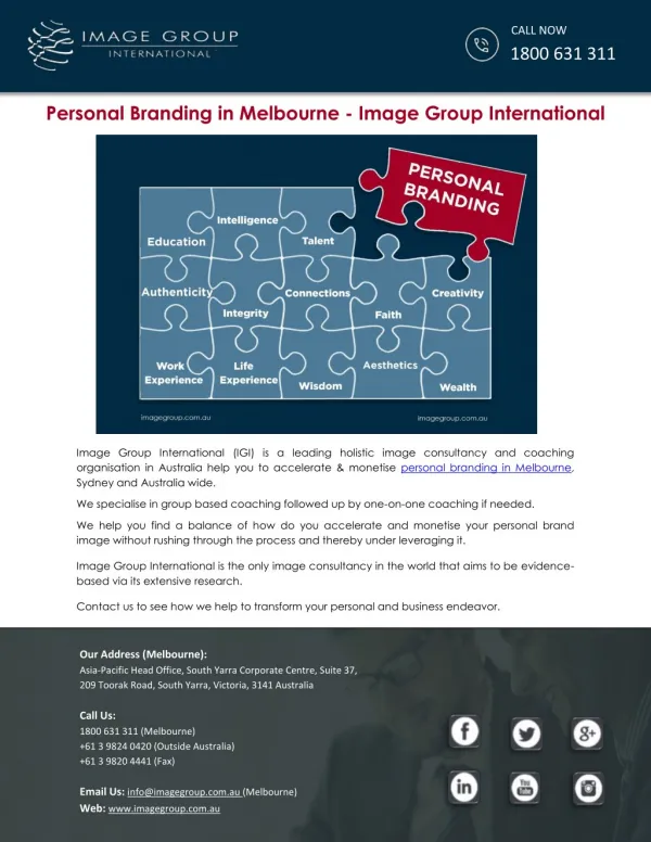Personal Branding in Melbourne - Image Group International
