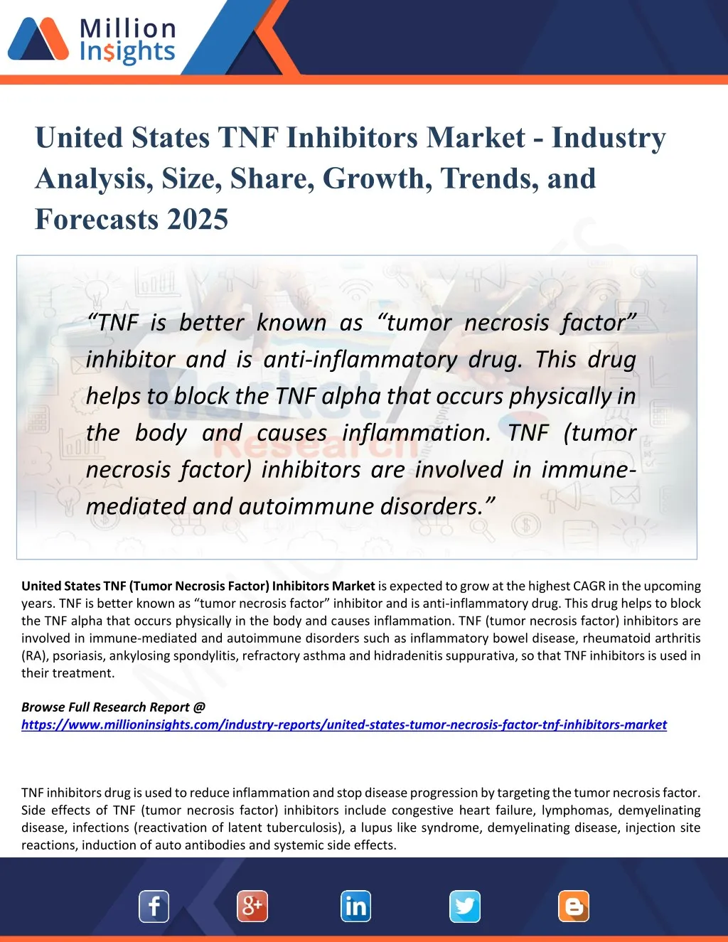 PPT United States TNF Inhibitors Market Analysis, Manufacturing Cost