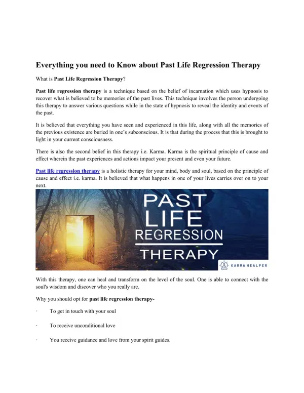 Everything you need to Know about Past Life Regression Therapy