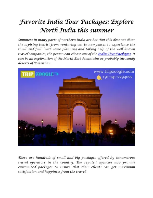 Favorite India Tour Packages: Explore North India this summer