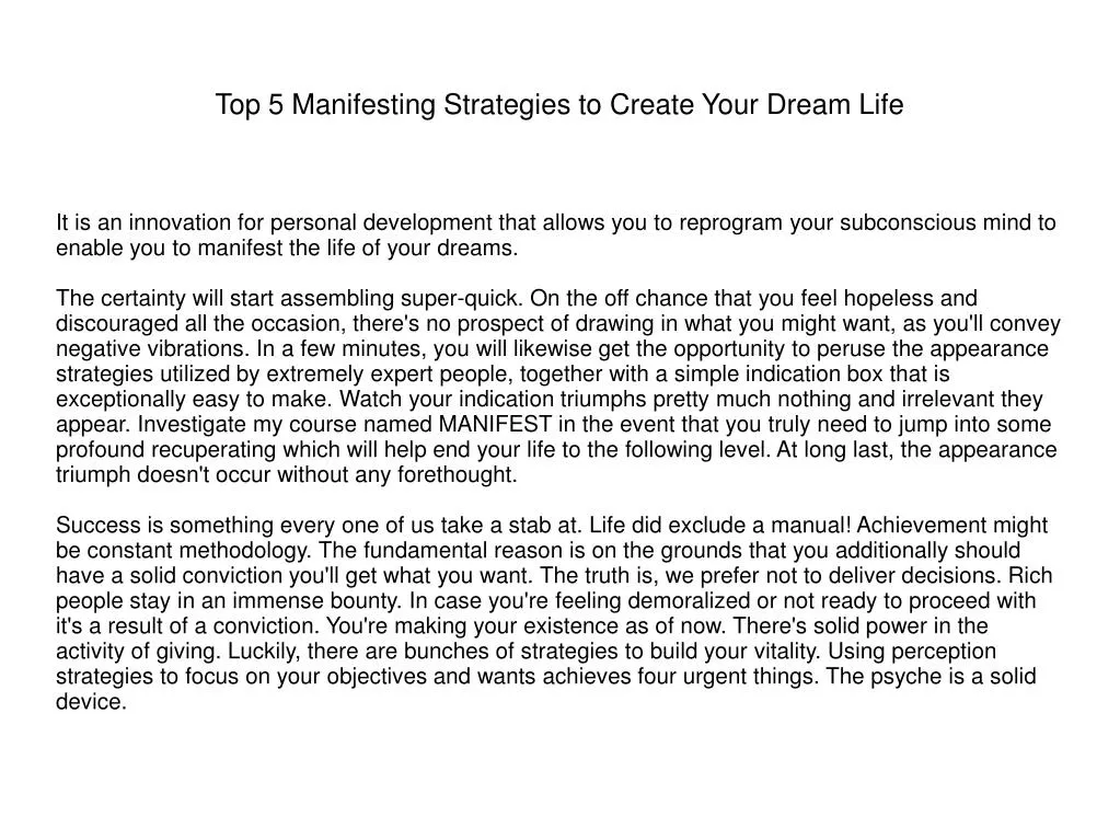 top 5 manifesting strategies to create your dream life