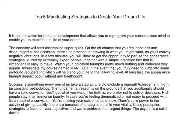 Top 5 Manifesting Strategies to Create Your Dream Life