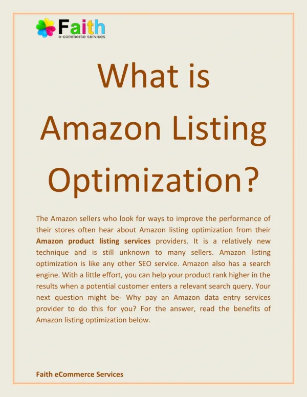 What is Amazon Listing Optimization?