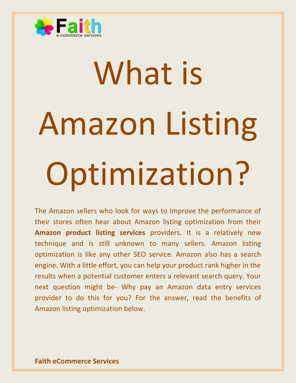 what is amazon listing optimization