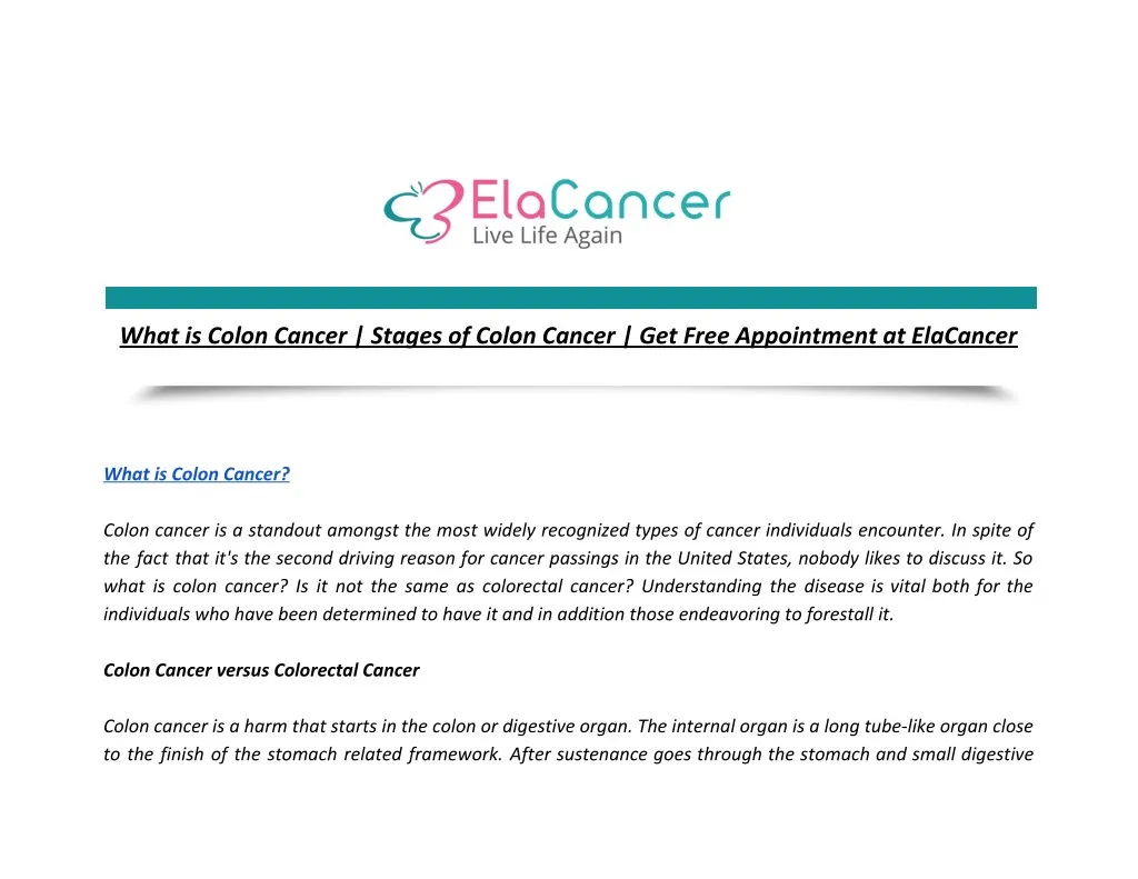 what is colon cancer stages of colon cancer