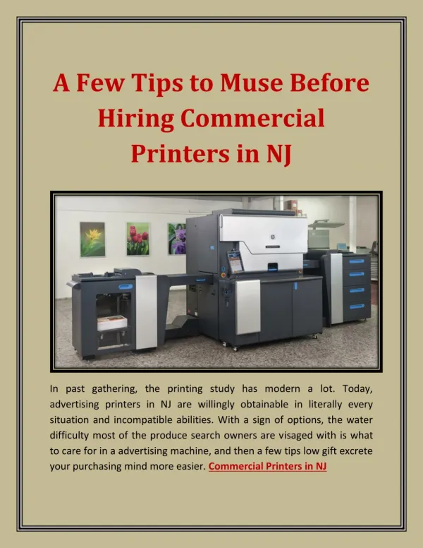 A Few Tips to Muse Before Hiring Commercial Printers in NJ