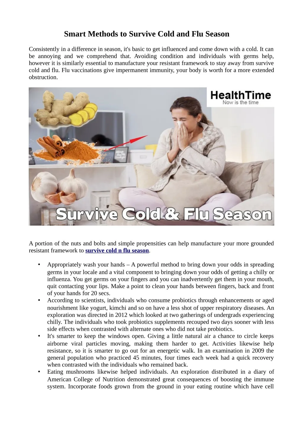 smart methods to survive cold and flu season