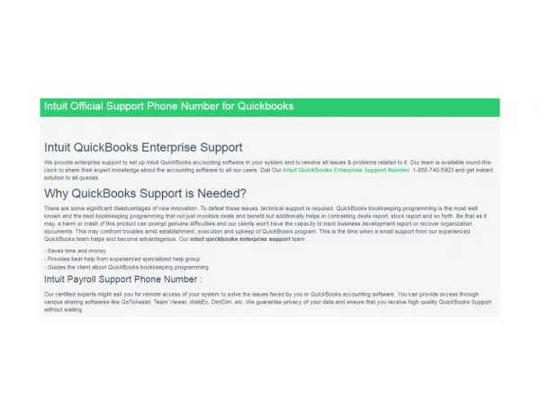 Intuit Official Support Phone Number for Quickbooks