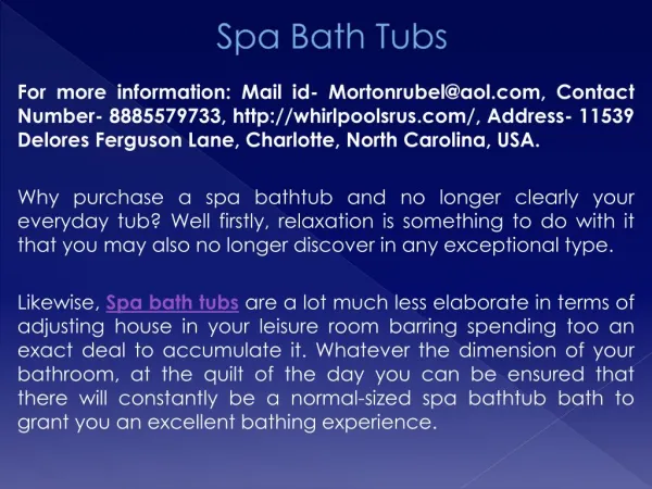 Spa bath tubs