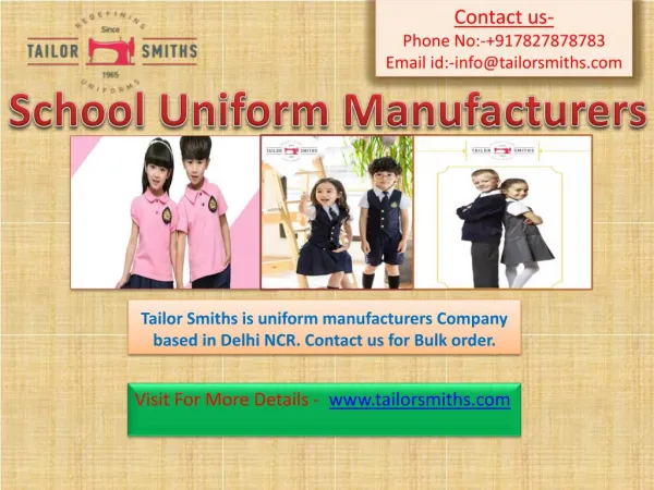 School Uniform Manufacturers in India