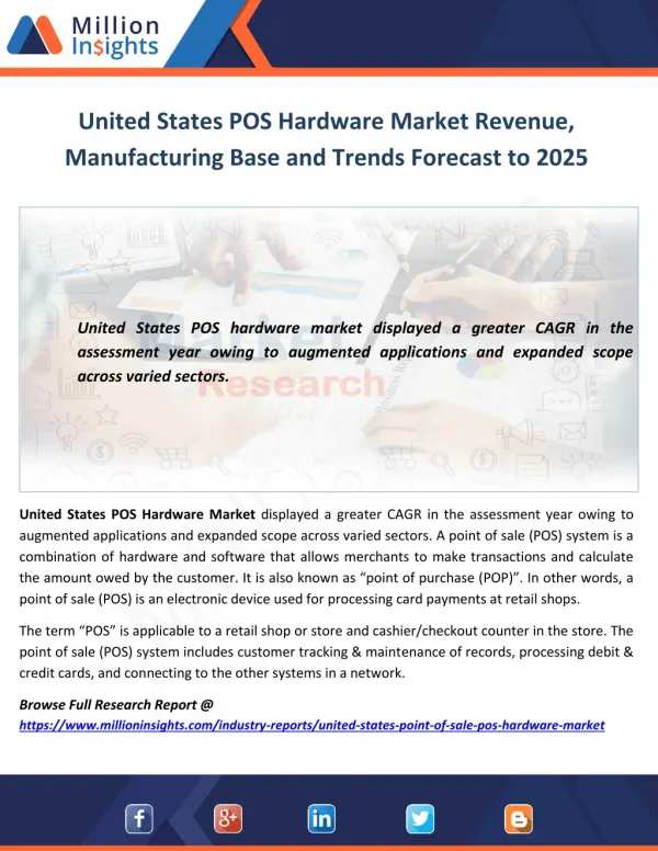 United States POS Hardware Market Revenue, Manufacturing Base and Trends Forecast to 2025