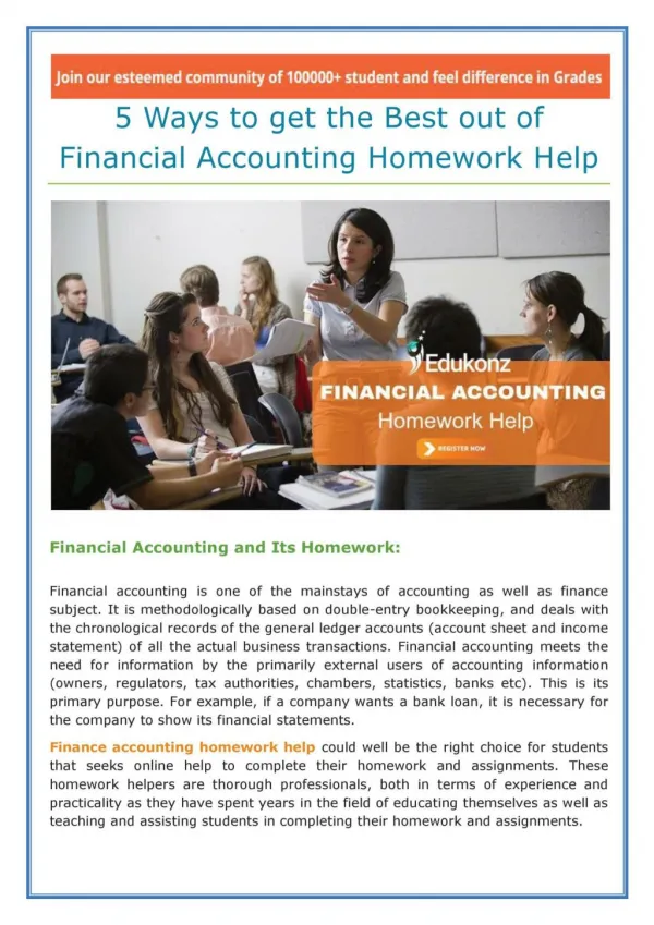 5 Ways to get the Best out of Financial Accounting Homework Help