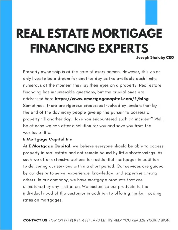Real Estate Mortigage Financing Experts