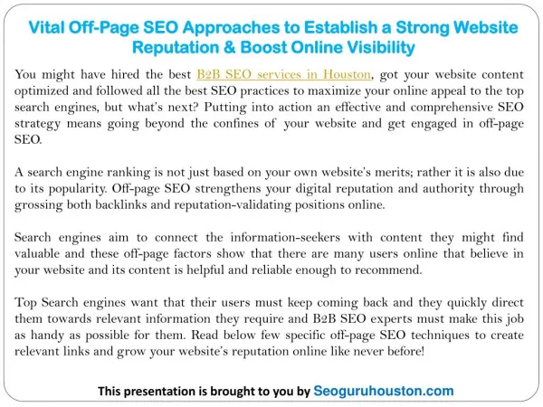 Vital Off-Page SEO Approaches to Establish a Strong Website Reputation & Boost Online Visibility