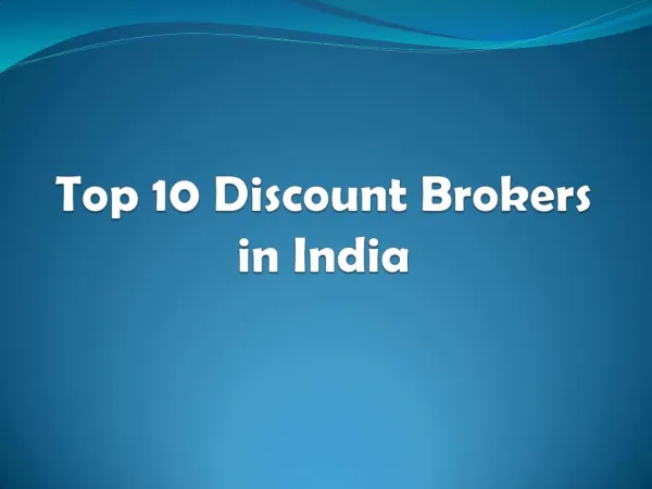 Top 10 Discount Brokers in India 2018 - Investallign