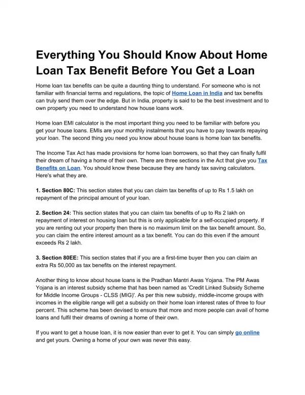 Everything You Should Know About Home Loan Tax Benefit Before You Get a Loan
