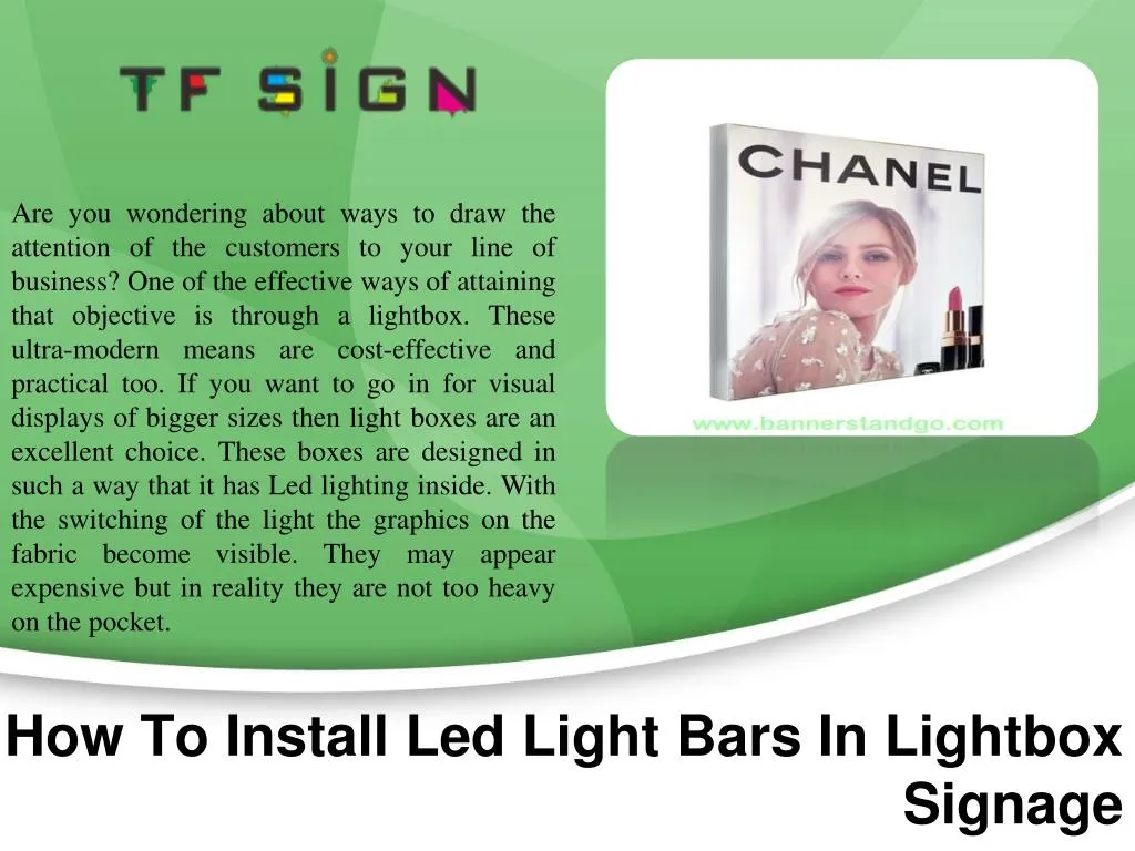 how to install led light bars in lightbox signage