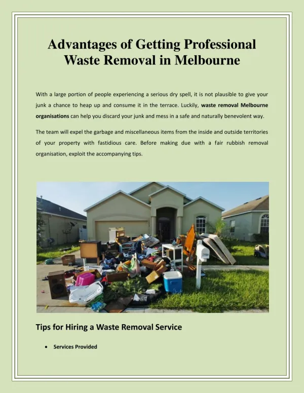 Professional Waste Removal in Melbourne