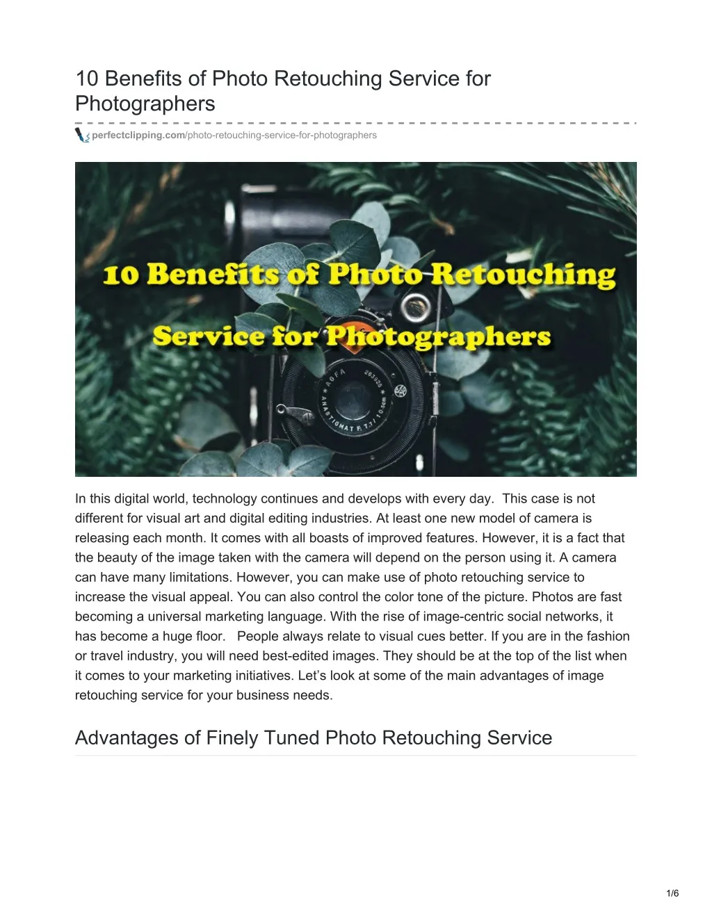 10 benefits of photo retouching service