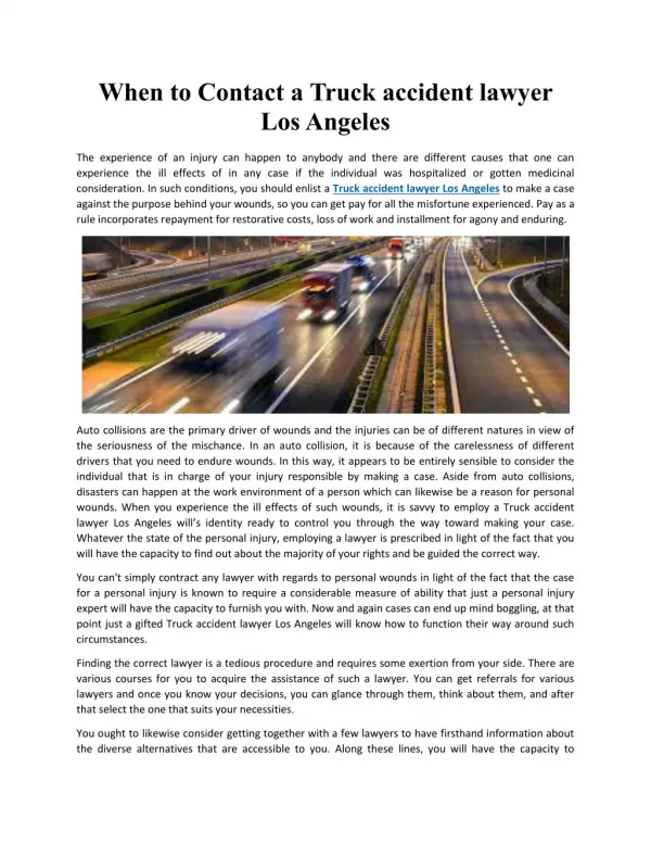 When to Contact a Truck accident lawyer Los Angeles | West coast trial lawyers