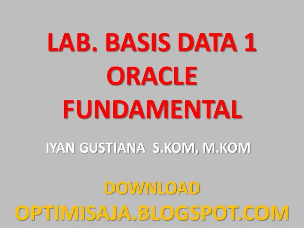 Pengantar Oracle Fundamental