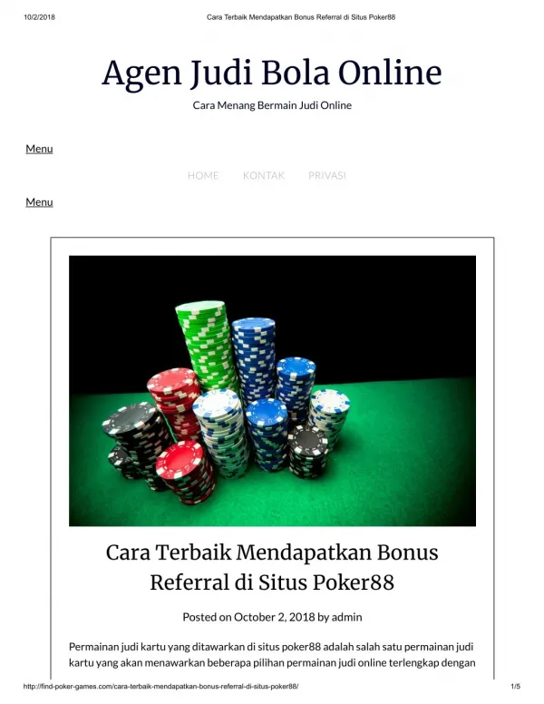Cara Terbaik Mendapatkan Bonus Referral di Situs Poker88