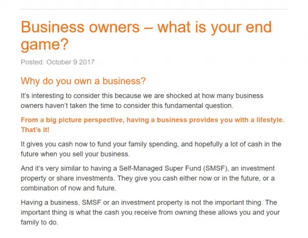Business owners – what is your end game? - Success Accounting Group