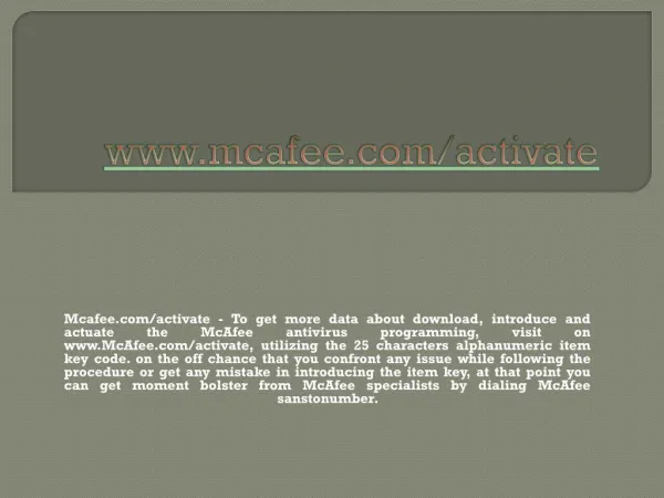 www mcafee com activate