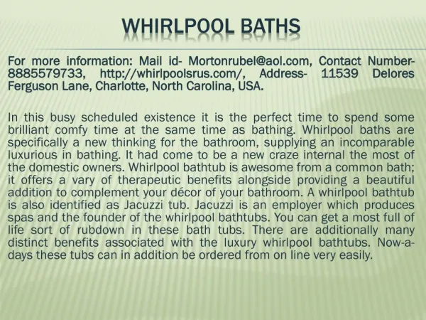 Whirlpool baths